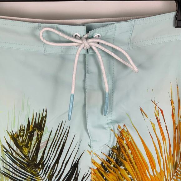 American Eagle Outfitters Swim Trunks Men's XL Board Shorts Blue Green Palms - Picture 5 of 14